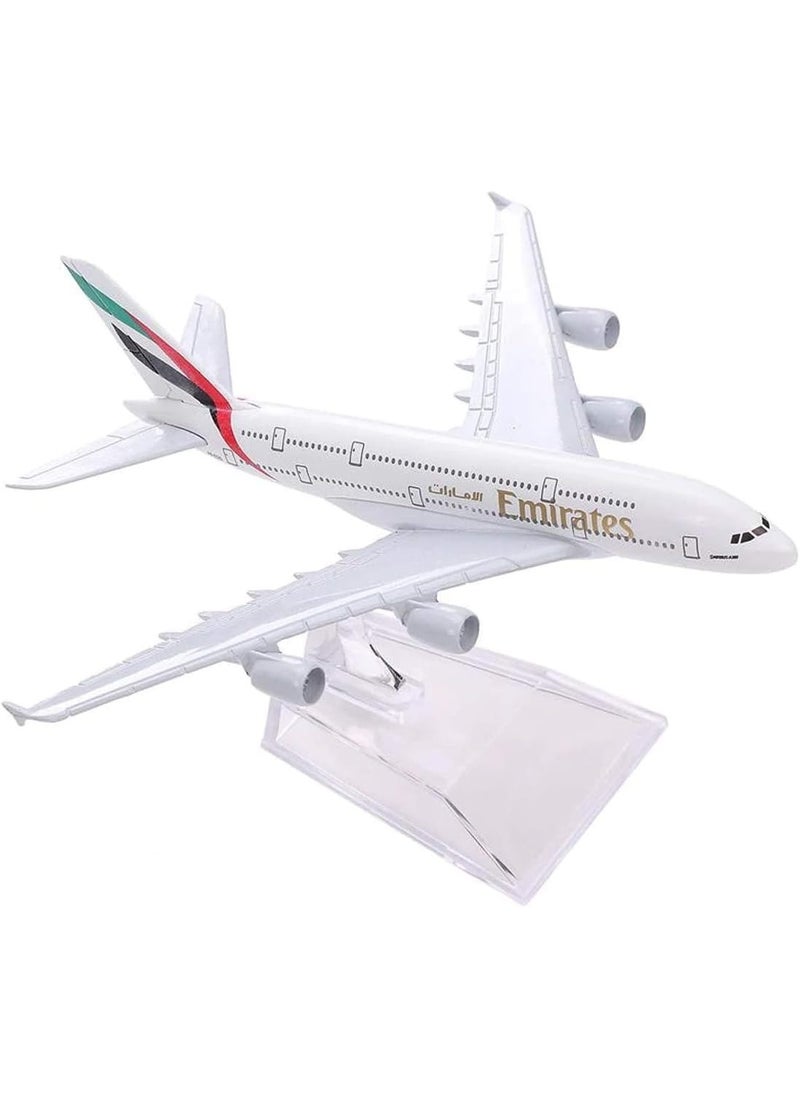 LIMOS - 16cm Emirates A380 Diecast Model Plane with Wheels, Base, and Attached Metal & Plastic Parts – Perfect Gift for Birthdays, Elegant Decor for Home and Office - Image 1