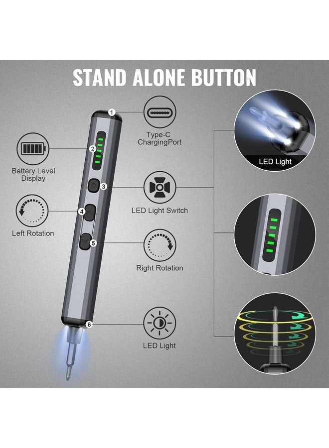 Fanski Mini Electric Screwdriver 3.7V, Cordless Screwdriver Set, Precision Electric Screwdrivers 68-in-1 Magnetic Bits, Rechargeable Portable Repair Tool Kit for Electronics Laptops Glasses Clocks - Image 2