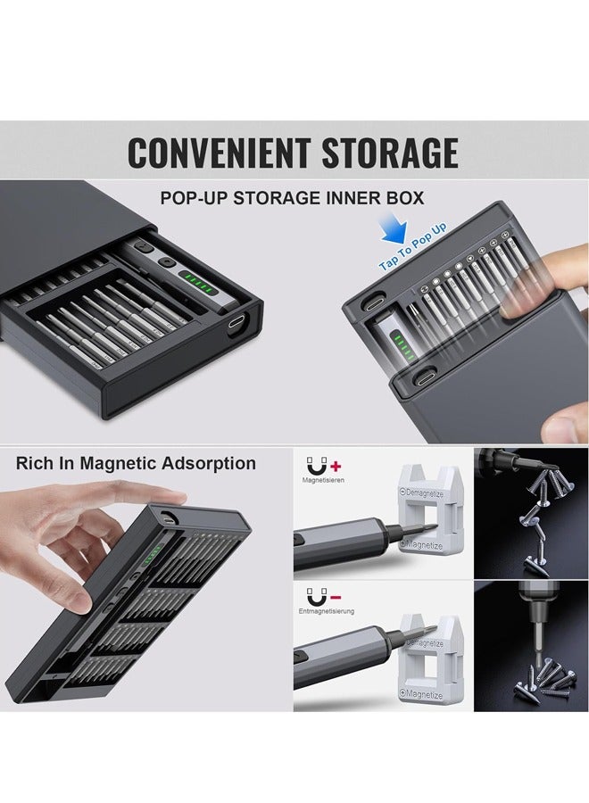 Fanski Mini Electric Screwdriver 3.7V, Cordless Screwdriver Set, Precision Electric Screwdrivers 68-in-1 Magnetic Bits, Rechargeable Portable Repair Tool Kit for Electronics Laptops Glasses Clocks - Image 5