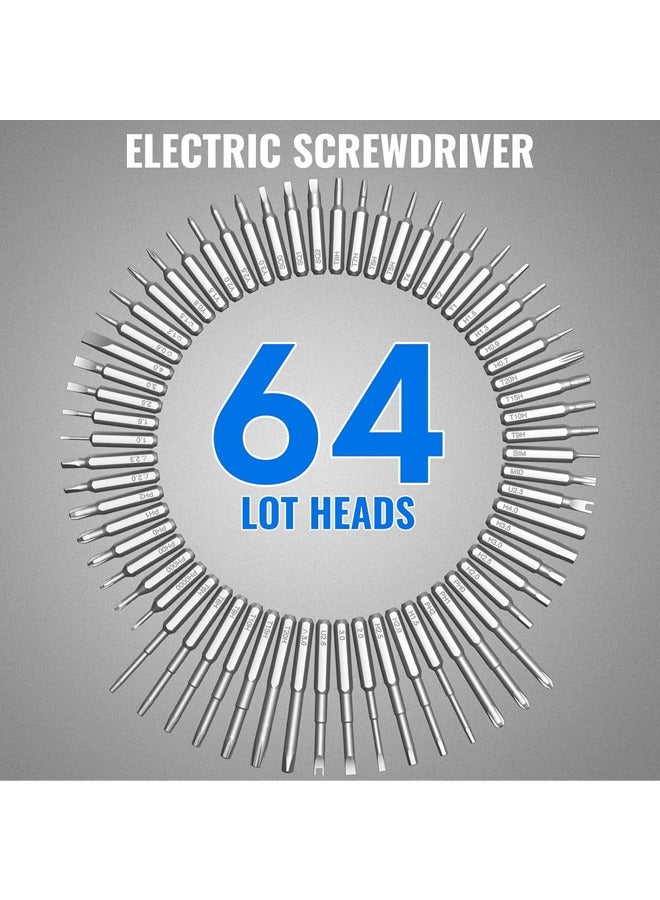 Fanski Mini Electric Screwdriver 3.7V, Cordless Screwdriver Set, Precision Electric Screwdrivers 68-in-1 Magnetic Bits, Rechargeable Portable Repair Tool Kit for Electronics Laptops Glasses Clocks - Image 4