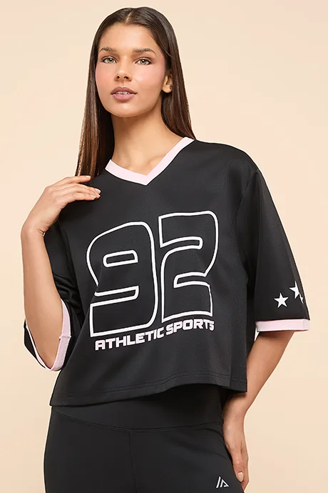 R&b Typography Print T-Shirt With Crew Neck and Short Sleeves
