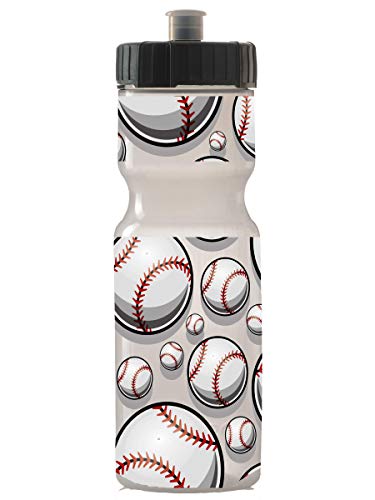 50 Strong 22oz Kids Sports Squeeze Water Bottle – BPA-Free with Pull Top Cap – Durable & Reusable for School, Boys & Girls – Made in USA – Baseball Theme - Image 1
