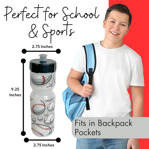 50 Strong 22oz Kids Sports Squeeze Water Bottle – BPA-Free with Pull Top Cap – Durable & Reusable for School, Boys & Girls – Made in USA – Baseball Theme - Image 5