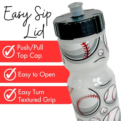 50 Strong 22oz Kids Sports Squeeze Water Bottle – BPA-Free with Pull Top Cap – Durable & Reusable for School, Boys & Girls – Made in USA – Baseball Theme - Image 4