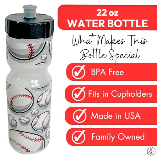 50 Strong 22oz Kids Sports Squeeze Water Bottle – BPA-Free with Pull Top Cap – Durable & Reusable for School, Boys & Girls – Made in USA – Baseball Theme - Image 3