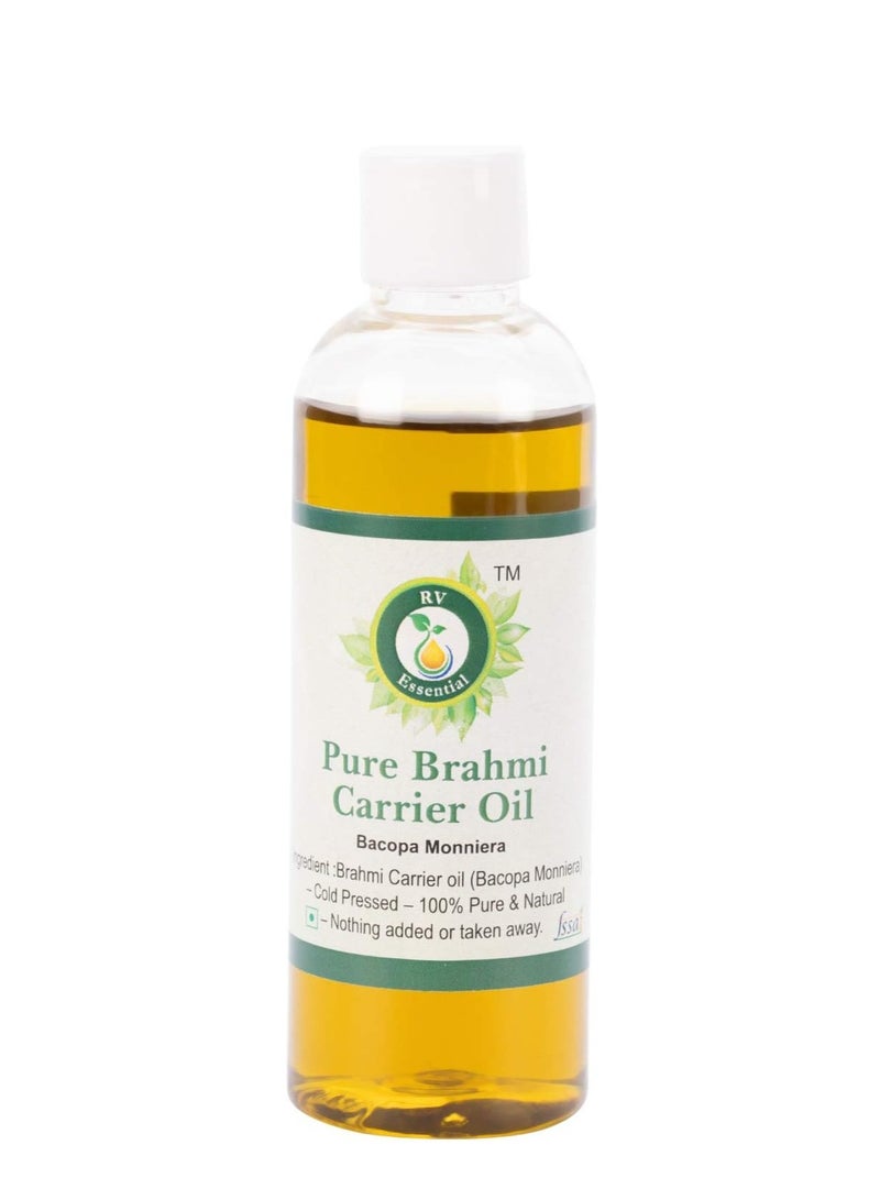 r v essential Brahmi Oil | Bacopa Monnieri | 100% Pure Natural | Cold Pressed | Brahmi Hair Oil | for Hair Growth | for Skin | Rare Herb Series | 100ml | 3.38oz by R V Essential  - Image 1