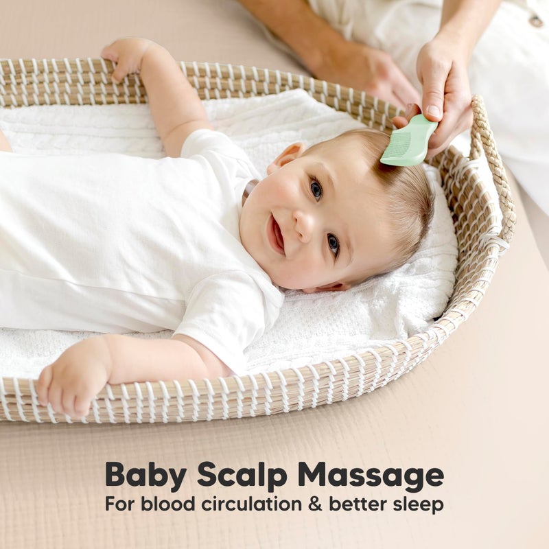 KeaBabies Baby Hair Brush and Comb Set for Newborn - Wooden Baby Hair Brush Set with Soft Goat Bristle, Baby Brush Set for Newborns, Baby Brush and Comb Set Girl, Boy, Toddler Cradle Cap Brush (Oval, Sage) - Image 5