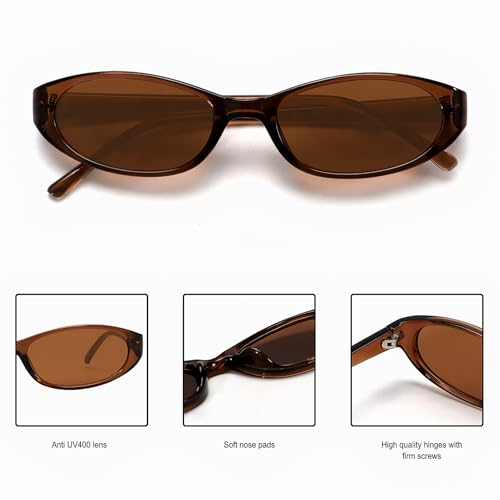 GUVIVI Retro Oval Sunglasses for Women 2026 90s Small Chic Cat Eye Sun Glasses Sunnies Lightweight Shades - Image 5