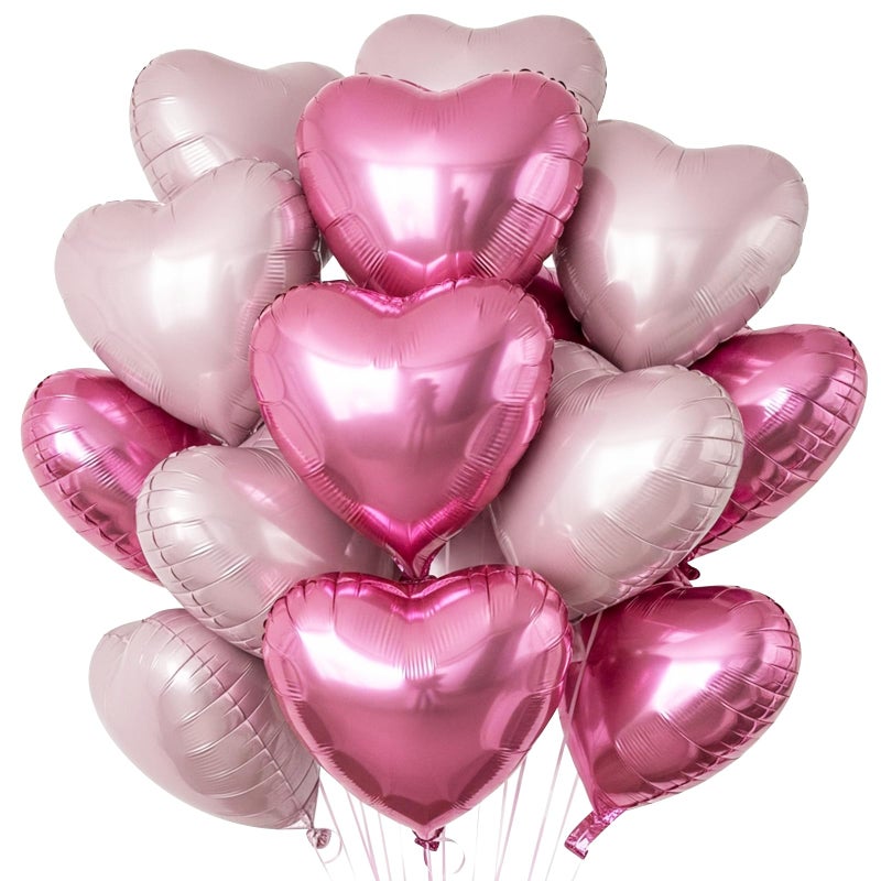 TONIFUL 30Pcs 18 Inch Pink Light Pink Balloons Pink Pastel Pink Heart Shape Foil Mylar Banners Decoration for Birthday Valentine's Day Wedding Bridal Shower Anniversary Engagement Party Supplies - Image 1