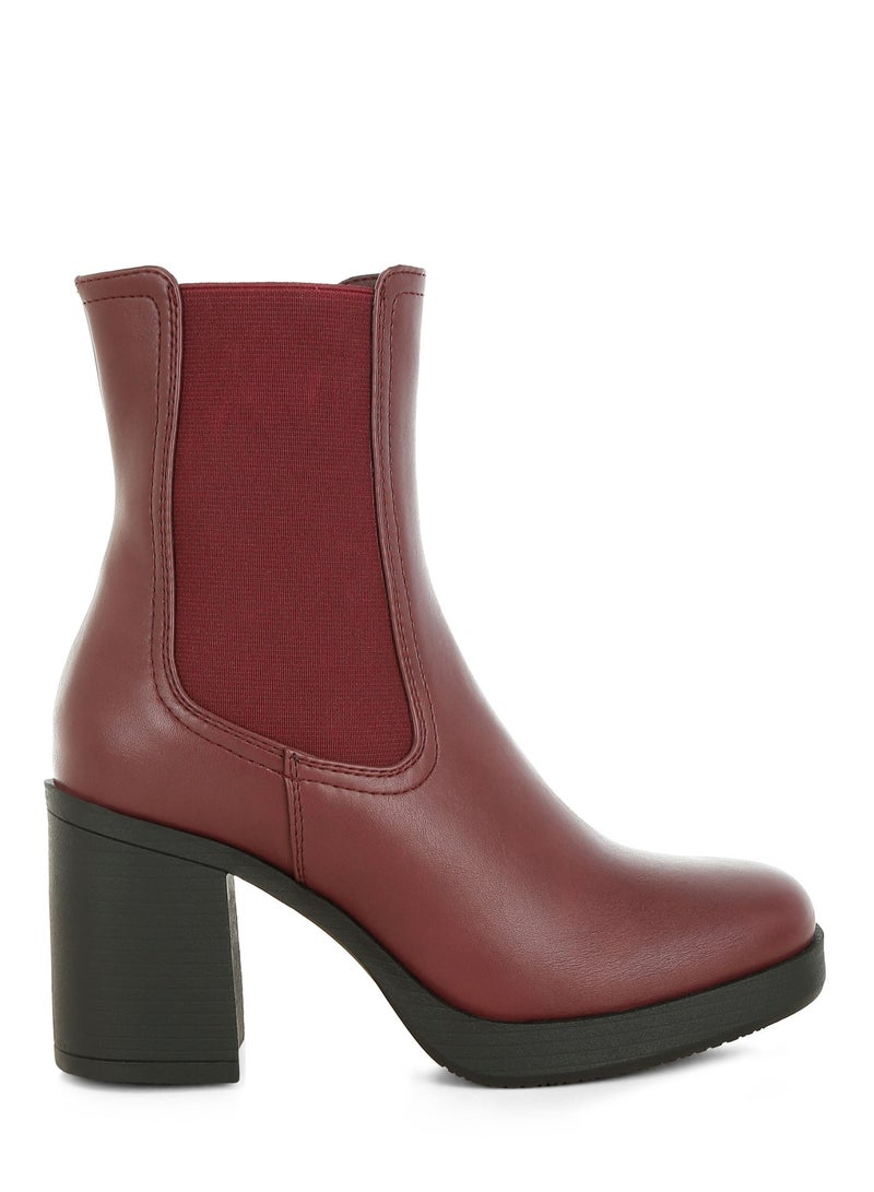 London Rag Women's Faux Leather Chelsea Boots In Burgundy - Image 1