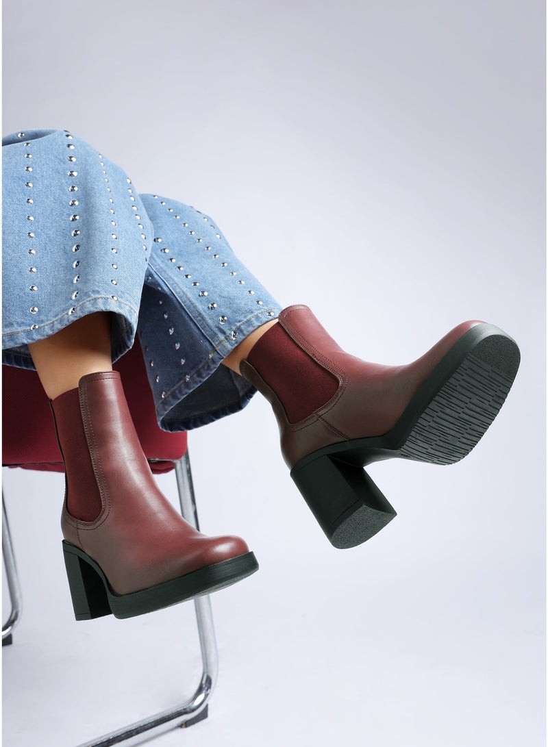 London Rag Women's Faux Leather Chelsea Boots In Burgundy - Image 2