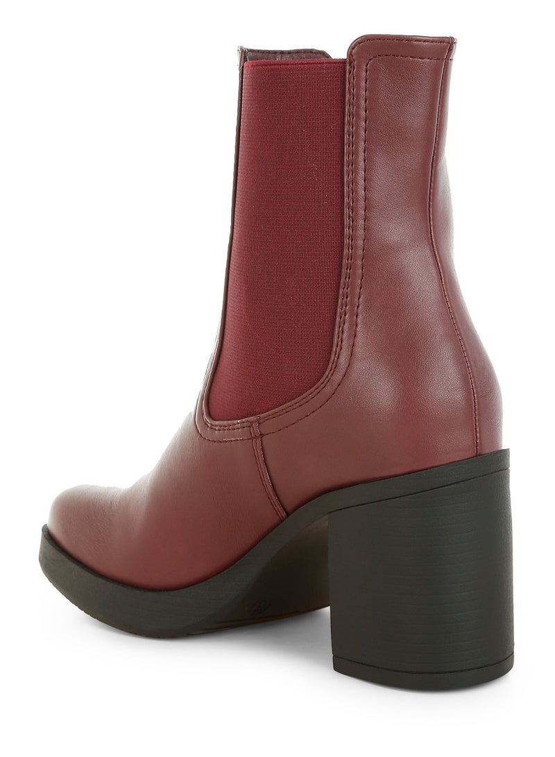 London Rag Women's Faux Leather Chelsea Boots In Burgundy - Image 4