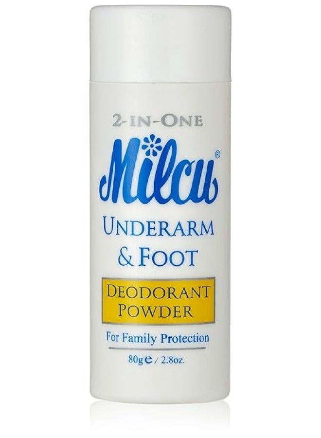 Milcu 2 In 1 Underarm & Foot Deodorant Powder 80 G - Image 1