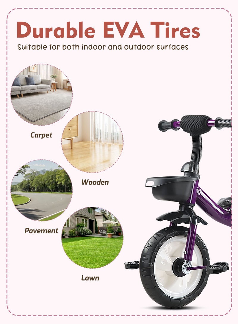 MaBaby Tricycles for Kids, with Storage Basket, Adjustable Seat and Pedal, Children Bicycle for 1-6 Years Boys and Girls, Kids Bike for Indoor Outdoor - Image 5