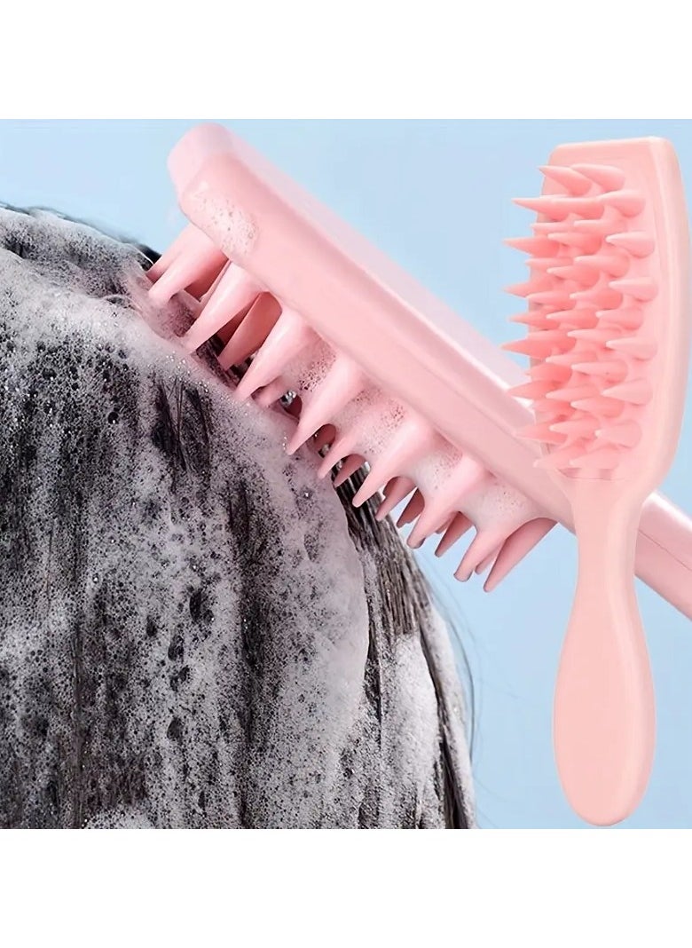 ORiTi 1pc Silicone Scalp Massager Brush Soft Silicone Brush For Hair Cleaning, Exfoliating, Scalp Massage, Convenient And Comfortable For Home Use, Suitable, Women, pink  - Image 5