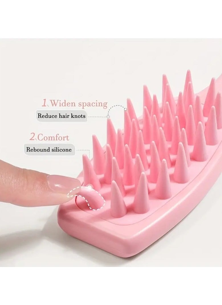 ORiTi 1pc Silicone Scalp Massager Brush Soft Silicone Brush For Hair Cleaning, Exfoliating, Scalp Massage, Convenient And Comfortable For Home Use, Suitable, Women, pink  - Image 2