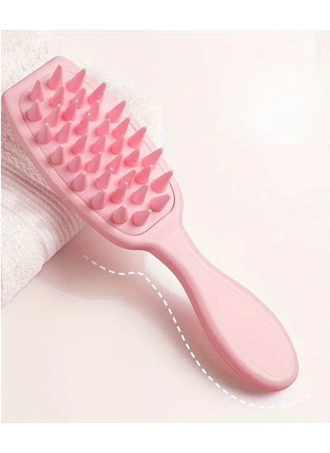 ORiTi 1pc Silicone Scalp Massager Brush Soft Silicone Brush For Hair Cleaning, Exfoliating, Scalp Massage, Convenient And Comfortable For Home Use, Suitable, Women, pink  - Image 1