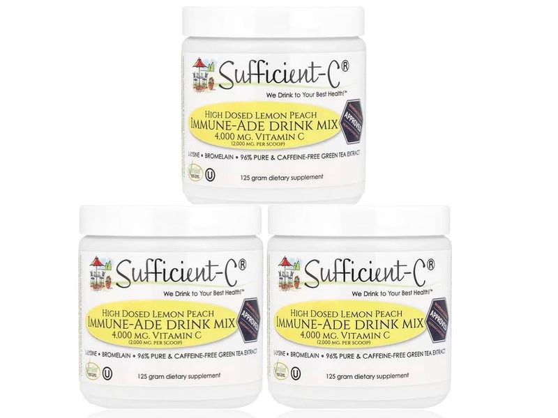 Sufficient-C SufficientC High Dose Vitamin C Lemon Peach ImmuneAde Drink Mix 125 gram Three 3 Pack - Image 3