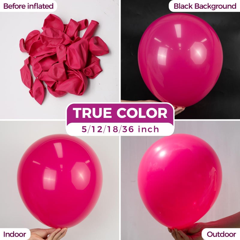 Bezente Hot Pink Latex Party Balloons, 100 Pack 12 inch Round Helium Pink Balloons for Valentine's Day Wedding Birthday Party Backdrop Decorations - Image 2
