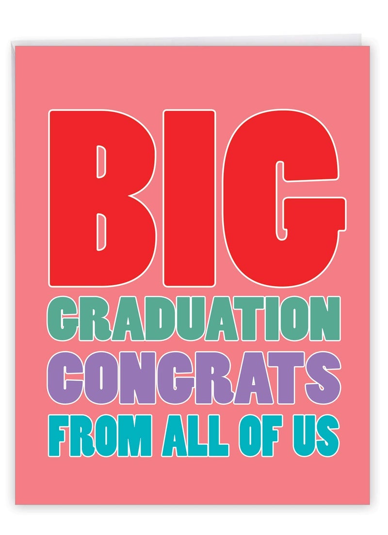 NobleWorks - 1 Pink Graduation Greeting Card w/Envelope (Large 8.5 x 11 Inch) Bold Congrats for High School, College - Girl's Recognition From All Of Us - Big Congratulations J2723CGG-US - Image 1