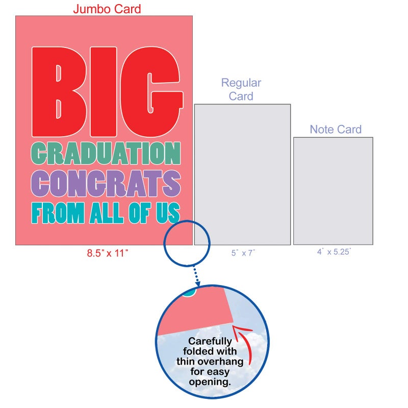 NobleWorks - 1 Pink Graduation Greeting Card w/Envelope (Large 8.5 x 11 Inch) Bold Congrats for High School, College - Girl's Recognition From All Of Us - Big Congratulations J2723CGG-US - Image 4