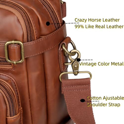 Baosha Leather Laptop Briefcase Backpack Hybrid Large 17 inch Laptop bag Travel Carry on Backpack Vintage for Men HB-22 (Brown) - Image 5