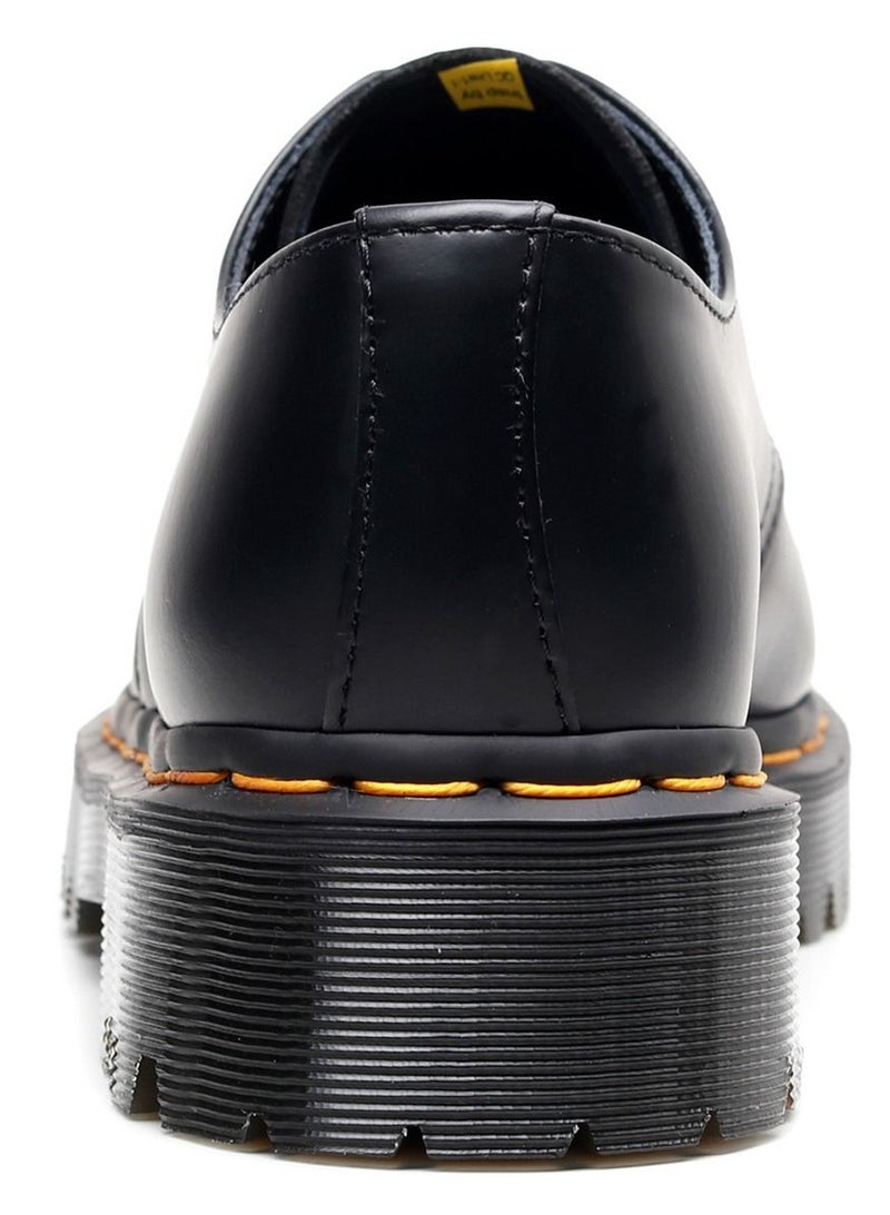 Loquat Women's Low Cut Leather Round Toe Casual Thick Sole Shoes Black - Image 3