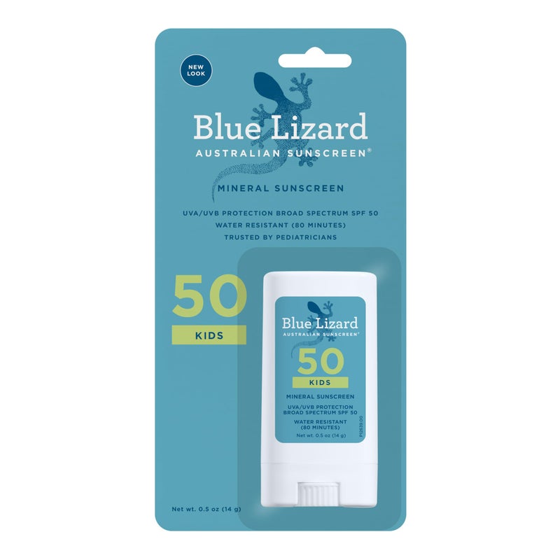 BLUE LIZARD Mineral Sunscreen Stick with Zinc Oxide SPF 50+ Water Resistant UVA/UVB Protection Easy to Apply Fragrance Free, Kids, Unscented, 0.5 oz - Image 1