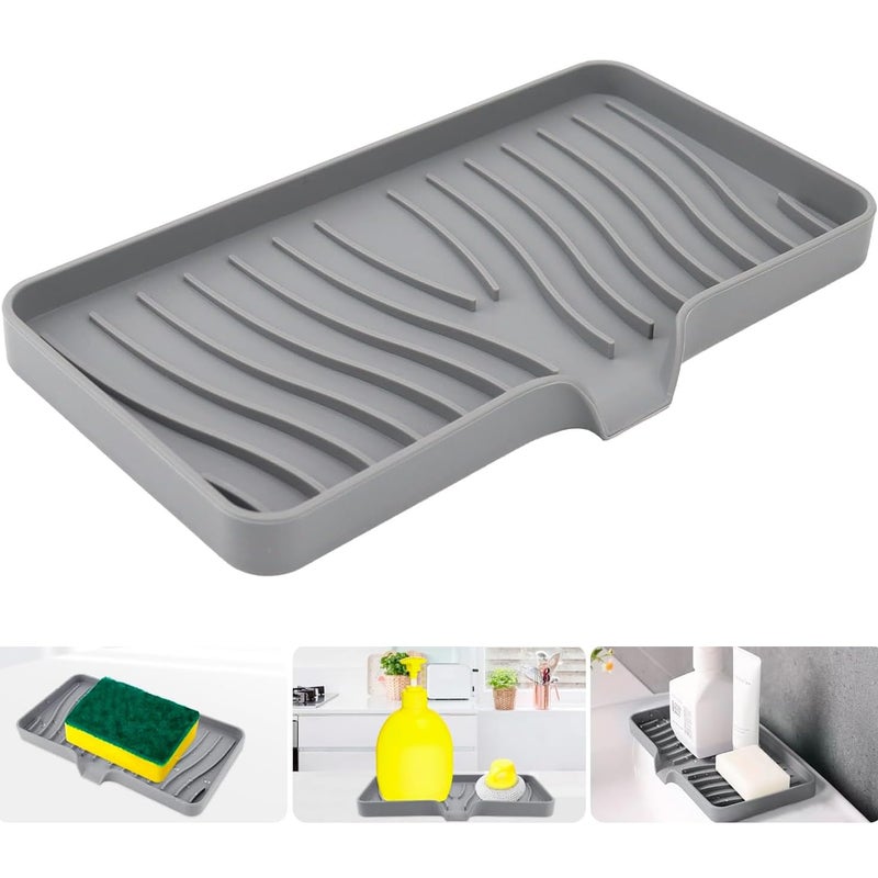 STORE 2508 Store2508 Silicone Kitchen Soap Tray, Kitchen Sink Tray Sponge Tray Dish Sponge Holder, Sink Caddy Organizer for Dish Soap Bottle, Soap Dispenser, Scrubber Brushes, Bathroom Soap Holder (1 Pc) - Image 1