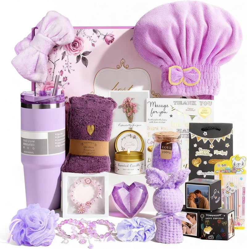 CLTTCLLCT Unique Birthday Gift Basket for Women,Self Care Gifts for Women Get Well Soon Gifts，Sympathy Gift Care Package Thank You Friendship Gifts for Her，Relaxing Spa Gifts Set for Sister Mom Wife Coworker - Image 1