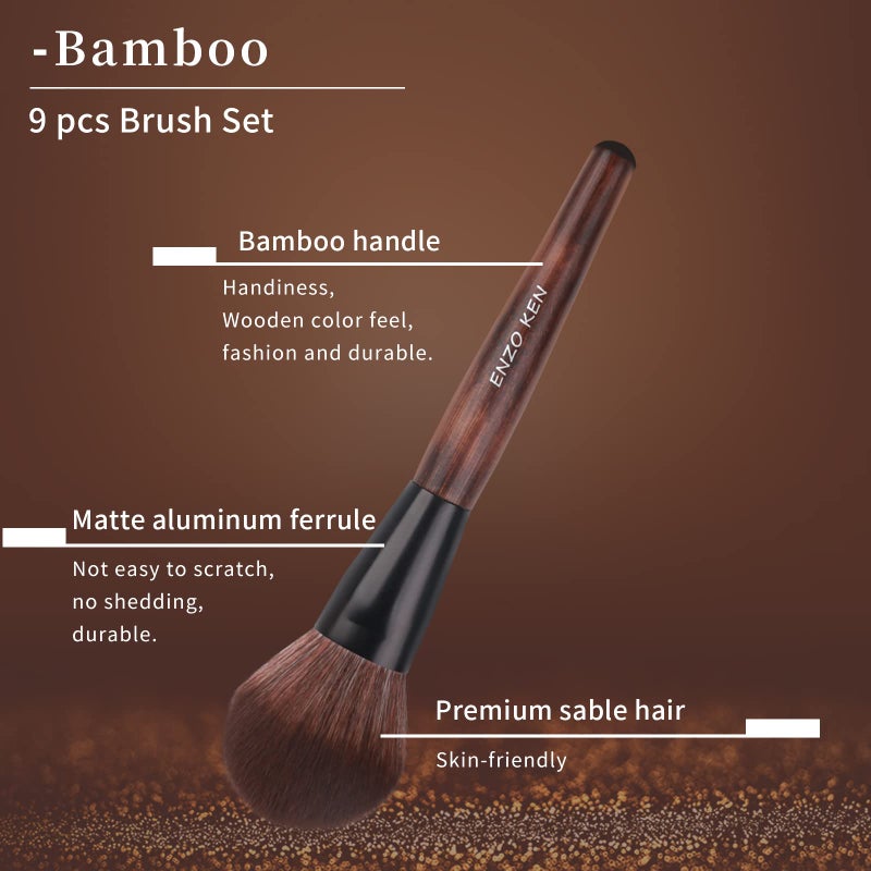 ENZO KEN Bamboo Makeup Brushes Set Professional, Sable Makeup Brush Set with Case by Luxury ENZO KEN, Cosmetic Brushes Makeup Set, Make up Brushes Set Professional, Natural Hair Makeup Brush Set Professional. - Image 3