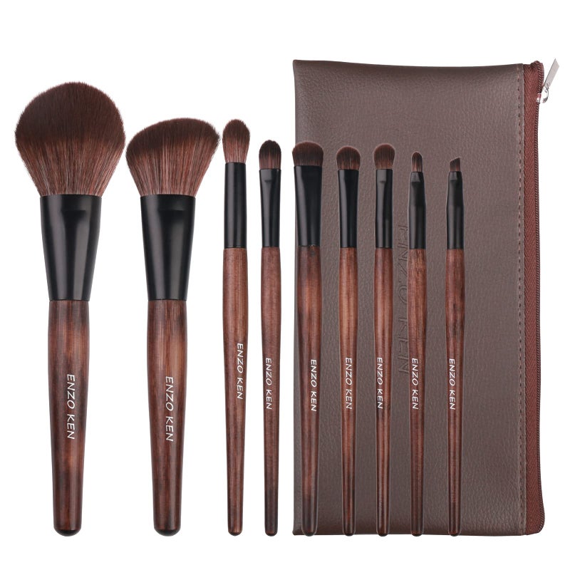 ENZO KEN Bamboo Makeup Brushes Set Professional, Sable Makeup Brush Set with Case by Luxury ENZO KEN, Cosmetic Brushes Makeup Set, Make up Brushes Set Professional, Natural Hair Makeup Brush Set Professional. - Image 1