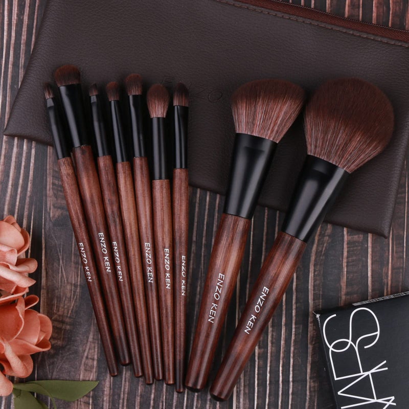 ENZO KEN Bamboo Makeup Brushes Set Professional, Sable Makeup Brush Set with Case by Luxury ENZO KEN, Cosmetic Brushes Makeup Set, Make up Brushes Set Professional, Natural Hair Makeup Brush Set Professional. - Image 2