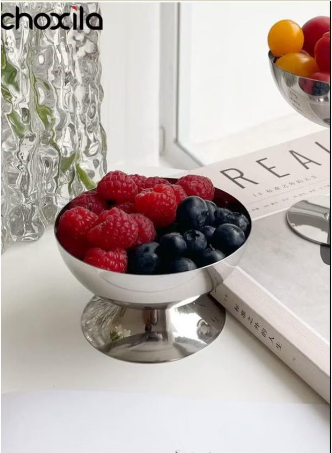 Relex Pack of 2 Pudding Cup, Stainless Steel Salad Cup, Dessert Cup, Metal Ice Cream Cup Suit for Dessert, Sauce, Snack, Candy and Custard - Image 5