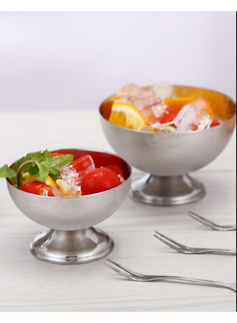 Pack of 2 Pudding Cup, Stainless Steel Salad Cup, Dessert Cup, Metal Ice Cream Cup Suit for Dessert, Sauce, Snack, Candy and Custard