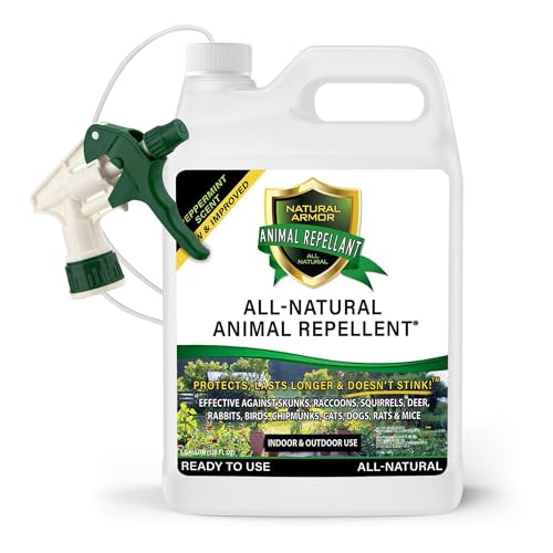 Natural Armor Animal & Rodent Repellent Spray. Repels Skunks, Raccoons, Rats, Mice, Deer Rodents & Critters. Repeller & Deterrent in Powerful Peppermint Formula – 128 Fl Oz Gallon Ready to Use - Image 1