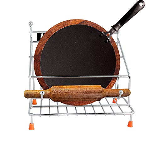 CR18 COLLECTION 4in1 Stainless Steel chakla Belan Tawa Chimta Stand - 100% Rust-Free Wall Mount Stand for Kitchen - Image 2