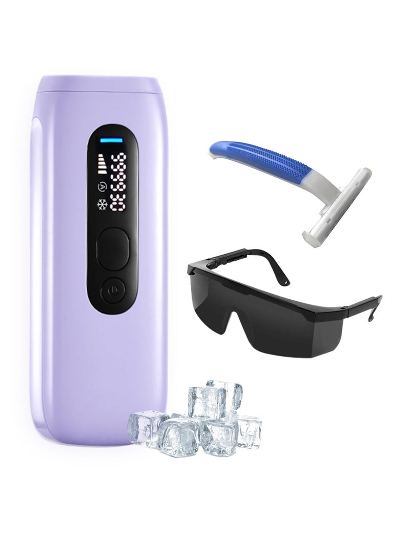 Excefore IPL Hair Removal Device Double Ice Cooling System, Laser Hair Removal Device 999,999 Shocks Red Light, 5 Energy Levels, Unlimited Flashes, Painless Hair Removal Machine for Women Men Bikini Face - Image 1