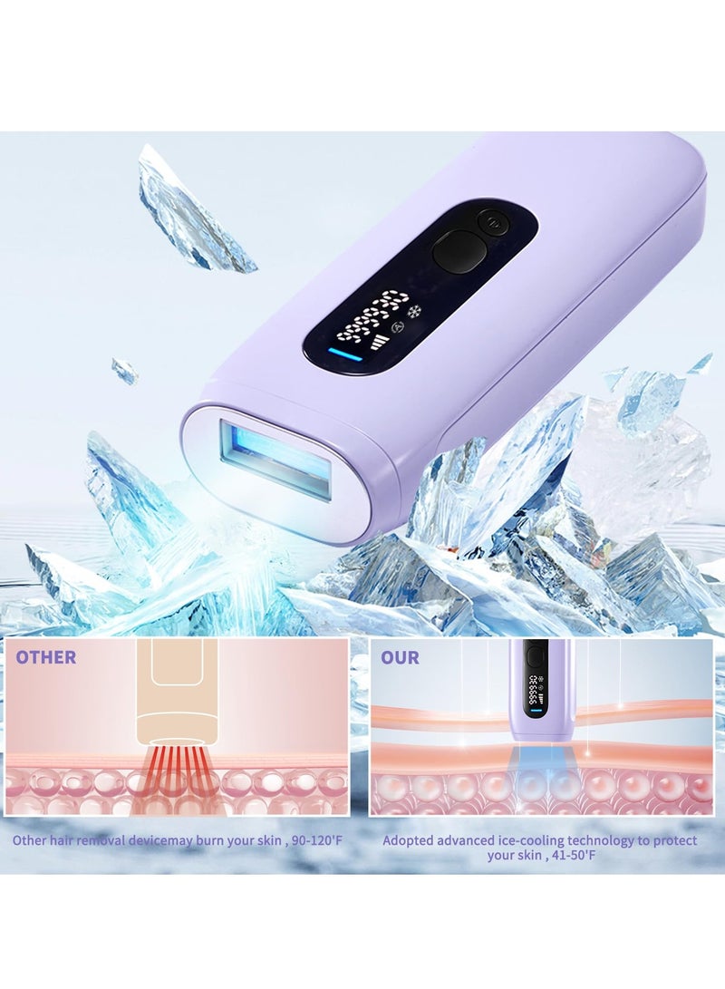 Excefore IPL Hair Removal Device Double Ice Cooling System, Laser Hair Removal Device 999,999 Shocks Red Light, 5 Energy Levels, Unlimited Flashes, Painless Hair Removal Machine for Women Men Bikini Face - Image 2