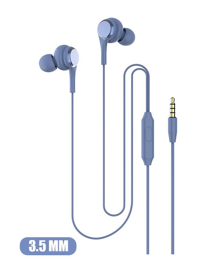 Generic Subwoofer In Ear Headphones 3.5mm Round Hole Straight Zn Wired Headphones, Noise Isolating Earplugs Workout Headphones in Ear Earphones (Blue)  - Image 1