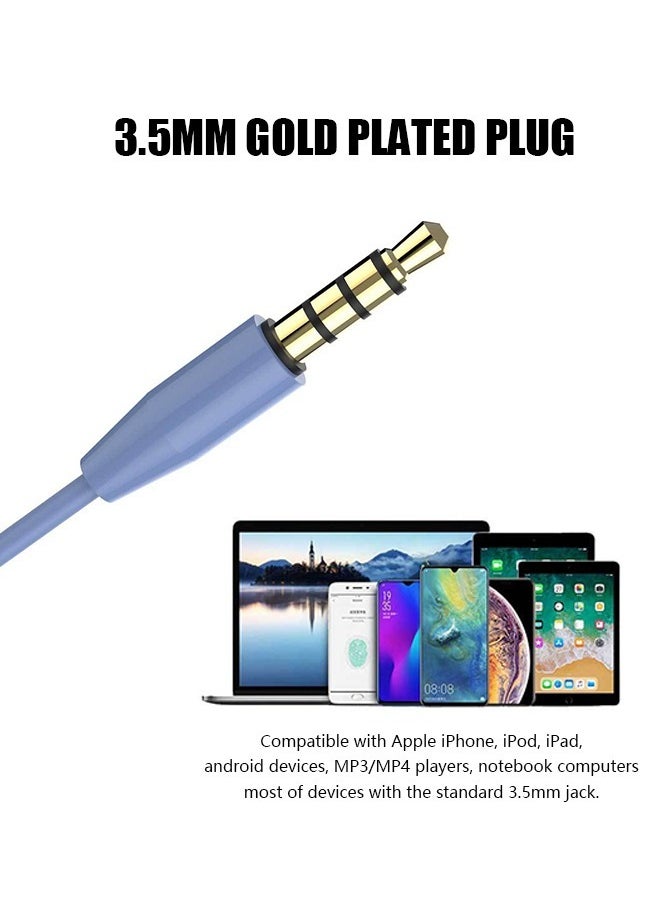 Generic Subwoofer In Ear Headphones 3.5mm Round Hole Straight Zn Wired Headphones, Noise Isolating Earplugs Workout Headphones in Ear Earphones (Blue)  - Image 2