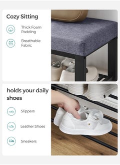 AnneFish 2-Tier Shoe Bench Entryway Storage Bench Rack Organizer with Cushion Padded Shoe Shelf with Seat For Bedroom Hallway  - Image 4