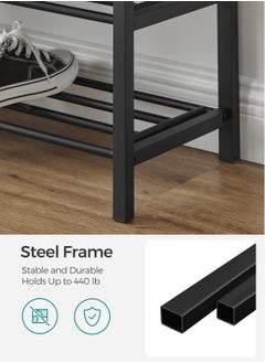 AnneFish 2-Tier Shoe Bench Entryway Storage Bench Rack Organizer with Cushion Padded Shoe Shelf with Seat For Bedroom Hallway  - Image 5