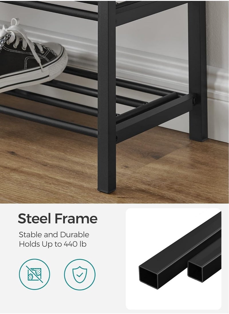 AnneFish 2-Tier Shoe Bench Entryway Storage Bench Rack Organizer with Cushion Padded Shoe Shelf with Seat For Bedroom Hallway  - Image 5