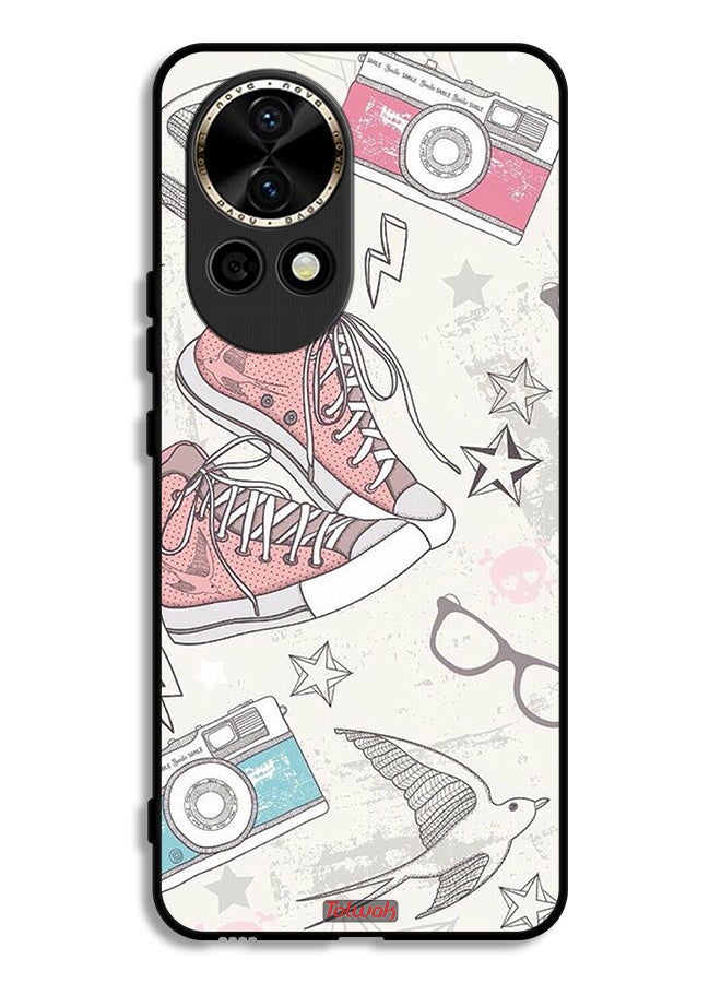 Tolwak Huawei nova 12 5G Protective Case Cover Canva Shoes And Camera Art - Image 1