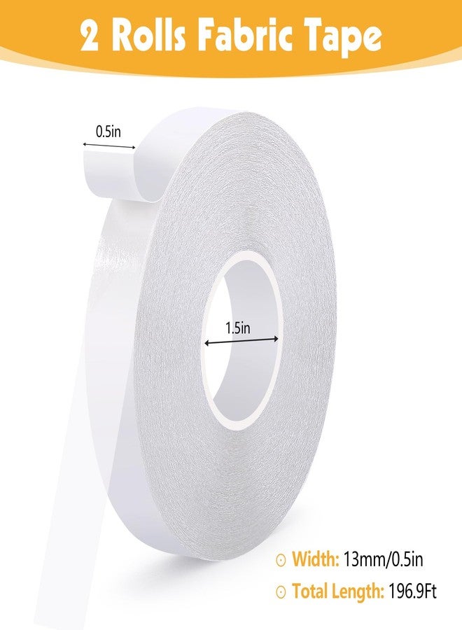 Fyguard 2 Pack Double Sided Fabric Tape, 0.51In x 196Ft Hem Tape No Sewing No Ironing, Hemming Tape for Clothing Pants Dresses Carpets Crafts - Image 2