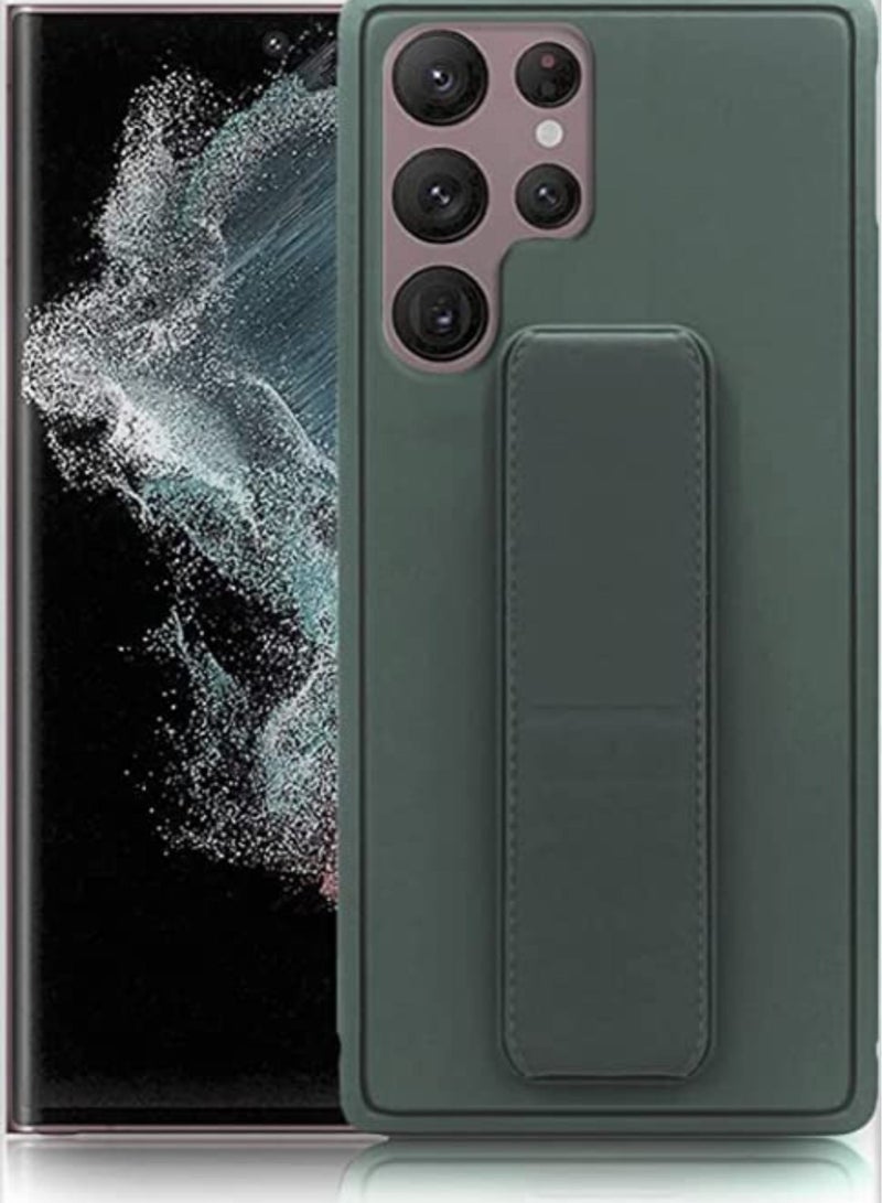 MUNTAQI Samsung Galaxy S23 Ultra Case Cover Magnetic Car Mount Kickstand & Holder, Premium Silicone Vertical & Horizontal Hand Strap and Grip with Multi Stand for Samsung Galaxy S23 Ultra (Green) - Image 1