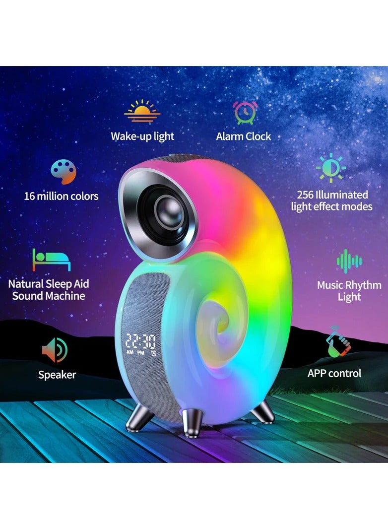 Conch Smart RGB Atmosphere Light Bluetooth Speaker Alarm Clock Wake-up Lamp White Noise Machine For Sleeping Baby - Image 2