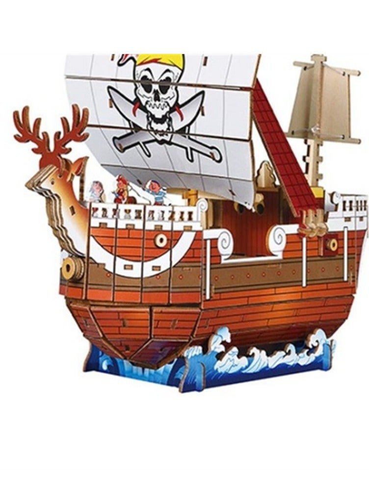 Yegni 133 piece 3D wooden model three-dimensional puzzle of a sea-going ship - a DIY manual educational toy ﻿ - Image 3