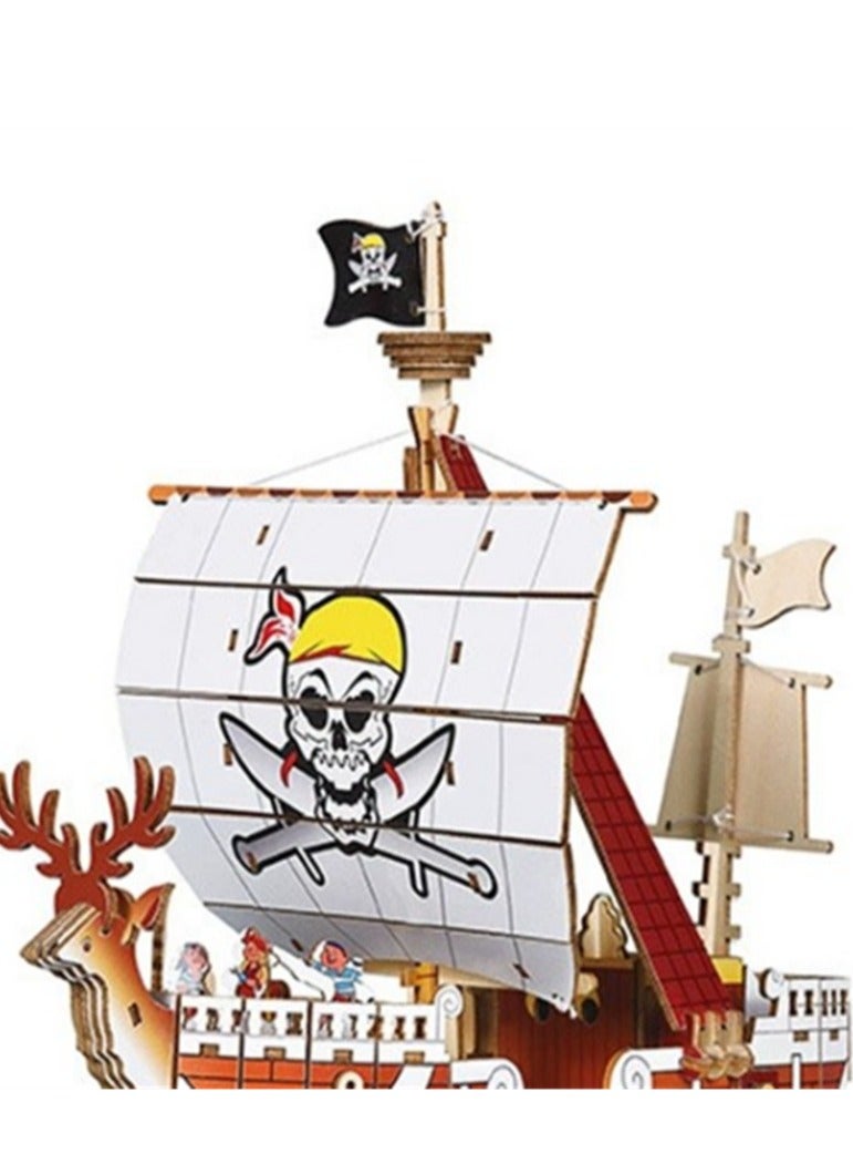 Yegni 133 piece 3D wooden model three-dimensional puzzle of a sea-going ship - a DIY manual educational toy ﻿ - Image 2